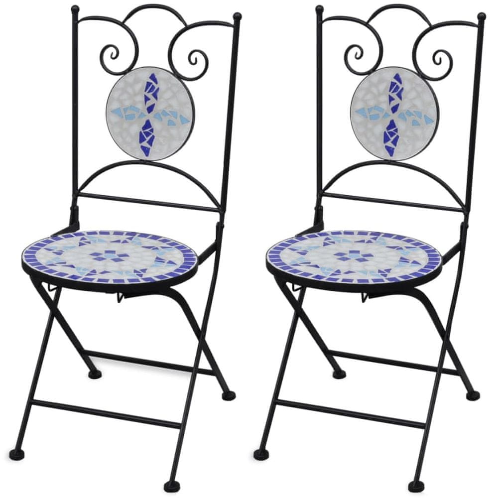 Vidaxl Skladacie záhradné stoličky 2 ks, keramika, modré a biele